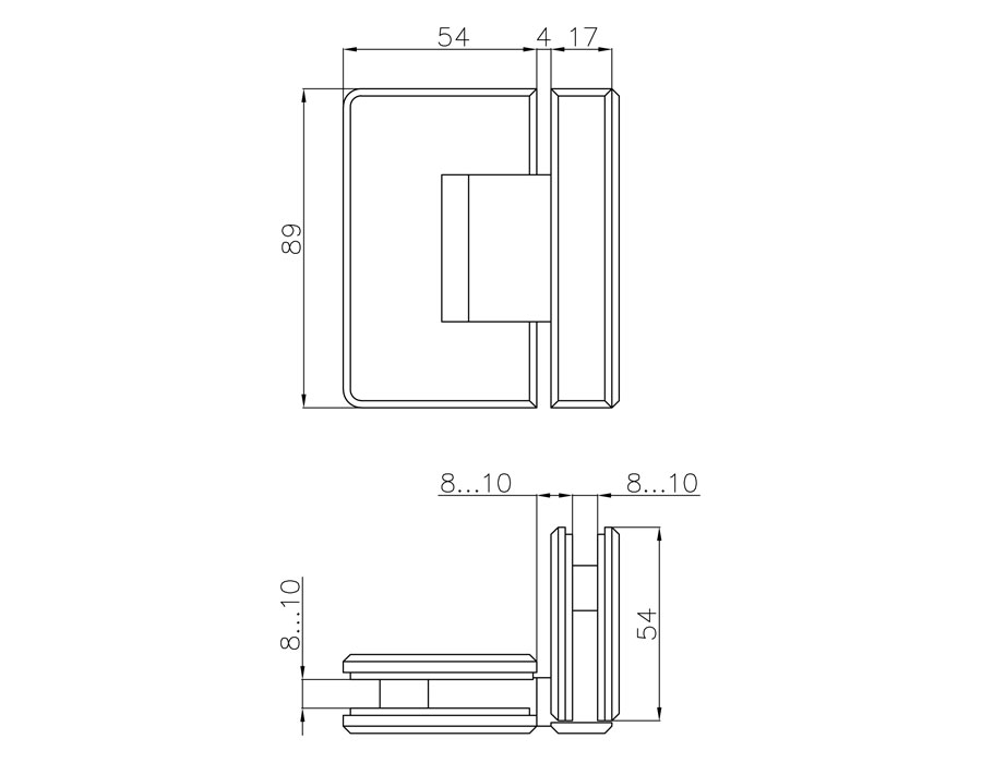 O-304 Zn PC Петля стекло - стекло угол поворота 90 гр.