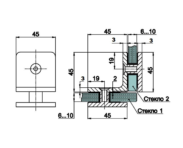 О-7725 Коннектор стекло-стекло 90 гр.