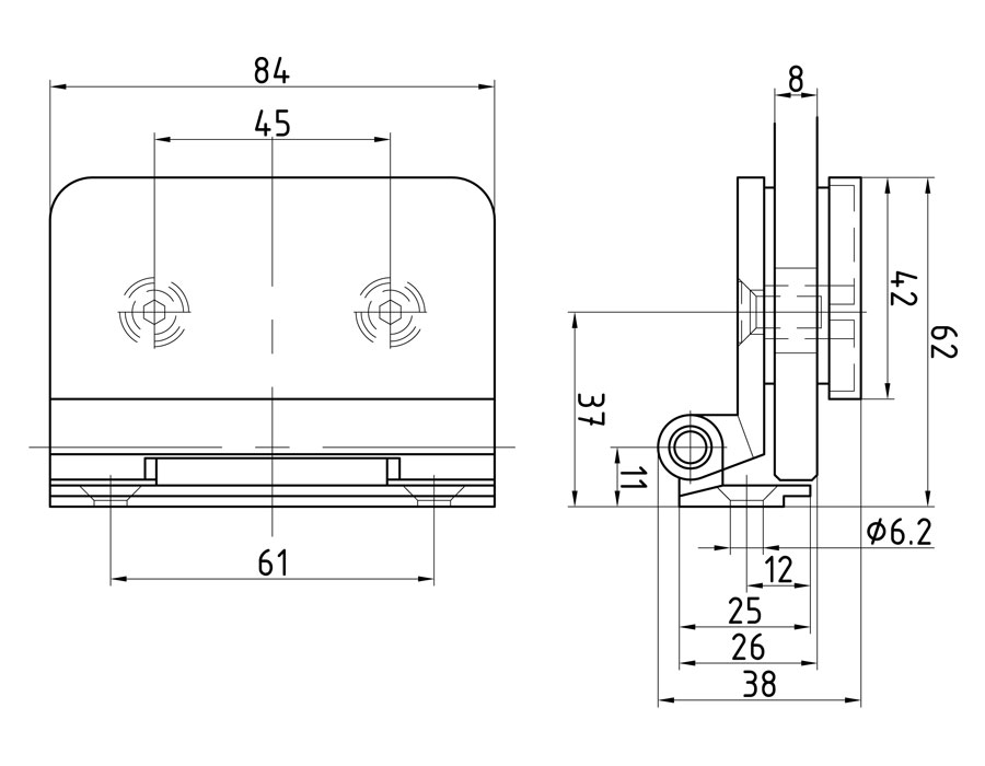 O-84-4-2 Grey Боковая петля на коробку