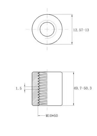 OCF-30 SSS Втулка нержавеющая с резьбой М10 для кондукторов (sus304)