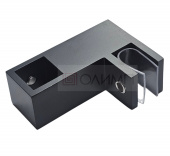 О-1514C Black Крепление трека к стеклу горизонтальное проходное 15х15 mm  по выгодной цене от компании ОЛИМП, производителя фурнитуры