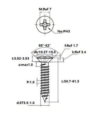 OCF-31-60 Саморез для алюминиевого кондуктора 5,5х60мм (sus304)